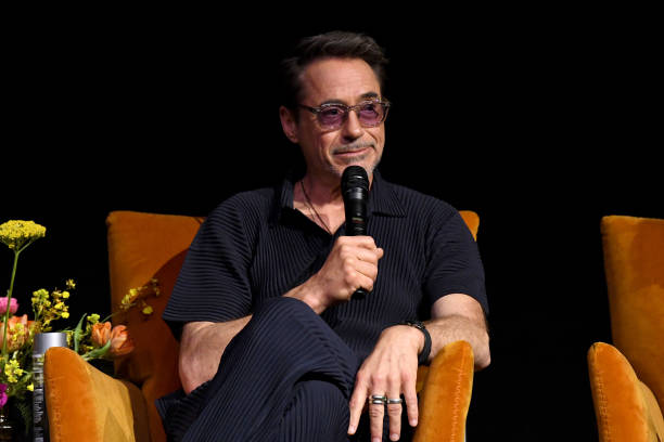 LOS ANGELES, CALIFORNIA - APRIL 10: Robert Downey Jr. speaks onstage during HBO's "The Sympathizer" FYC Event at Paramount Theater on April 10, 2024 in Los Angeles, California. (Photo by FilmMagic/FilmMagic for HBO)